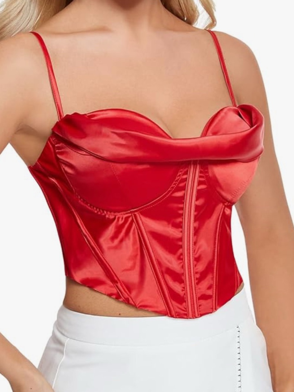 Amazon Red Satin Corset Top